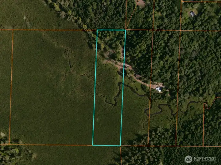 Overhead view with approximate boundaries in blue.