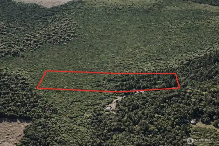 Overhead view with approximate boundaries in red.