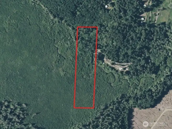 Overhead view with approximate boundaries in red.