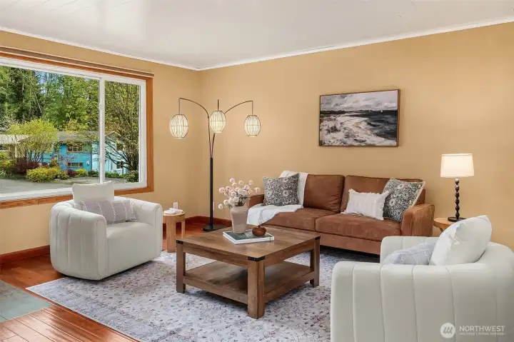 Double-pane windows throughout the home. Most with custom blinds for privacy.