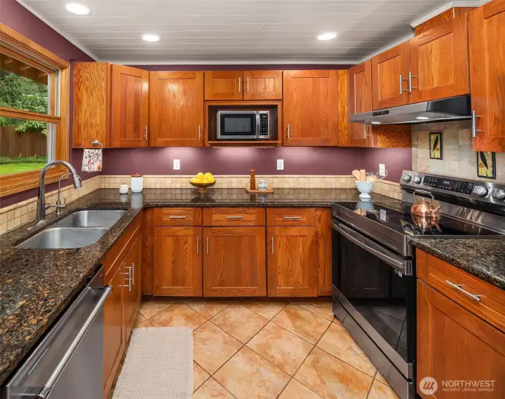 Ample counter space for creating a casual meal for al fresco dining on your deck or a more formal holiday gathering.