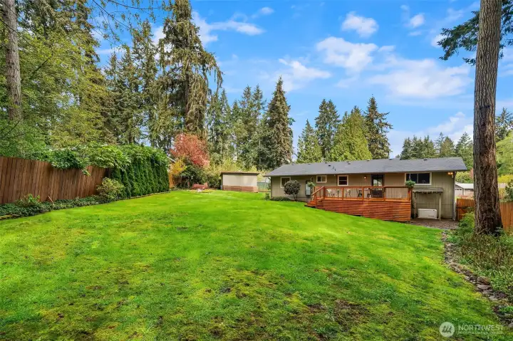 The rambling backyard is a great place to shed the stress of the day.