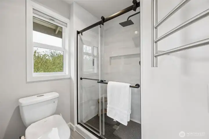 Moen Bidet and heated towel rack.