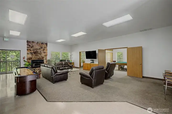 Sitting area with fireplace.