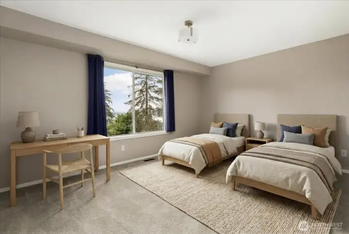 Virtually Staged lower level bedroom