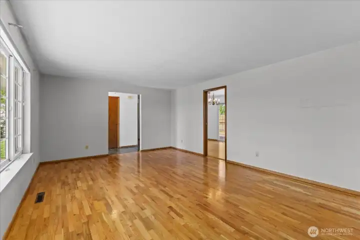Another angle of the living room and entry way
