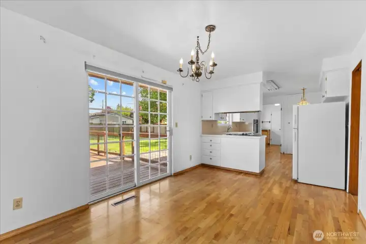 Slider out to the fully fenced backyard and plenty of space to expand your kitchen footprint or bring in additional furniture