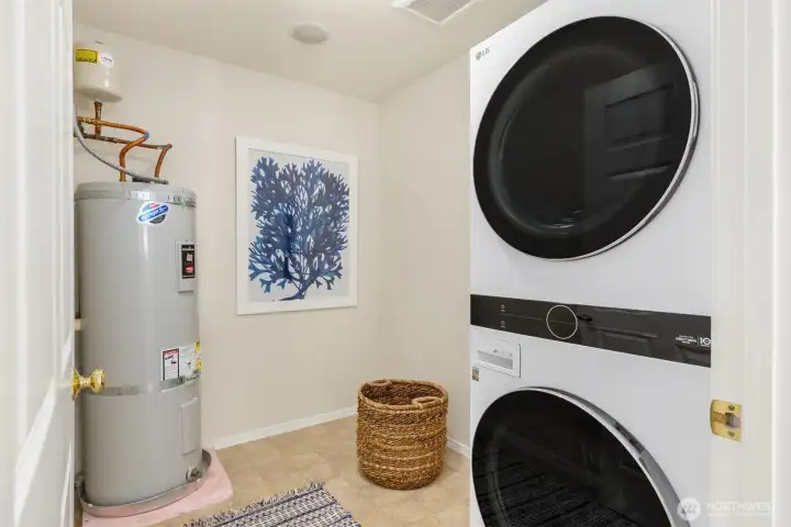 The large laundry room is conveniently located on the upper floor so you don't have to drag your laundry downstairs. The large laundry room is conveniently located on the upper floor so you don't have to drag your laundry downstairs.