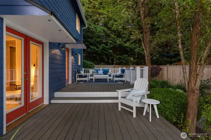 This back deck is a beautiful space for warm summer evenings. This back deck is a beautiful space for warm summer evenings.
