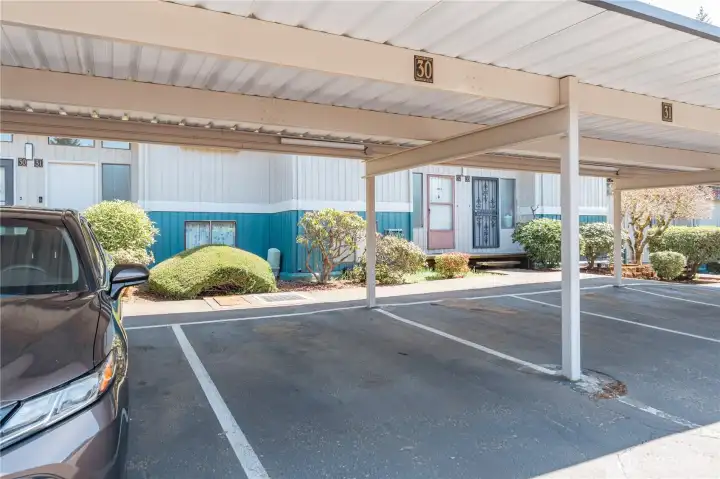 Single private parking space conveniently located next to the unit.
