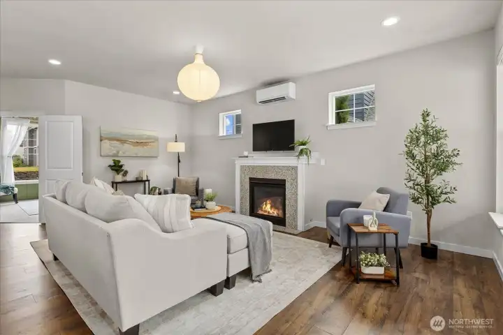 Gather around the fireplace for movie nights, game days, or cozy evenings spent catching up with family and friends. Gather around the fireplace for movie nights, game days, or cozy evenings spent catching up with family and friends.