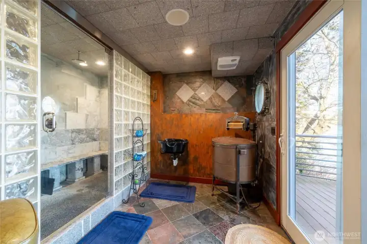 The steam shower sauna in absolutely incredible and the stonework is amazing...you have to see this in person! The steam shower sauna in absolutely incredible and the stonework is amazing...you have to see this in person!