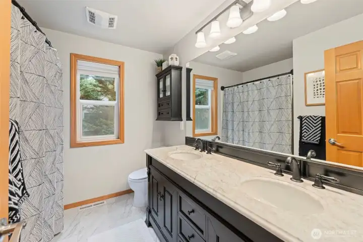Remodeled full bath upstairs.