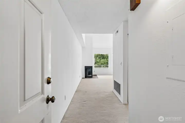 Entry hall leading into the main living area.