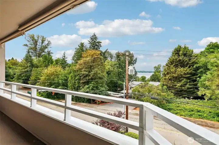 Partial Lake Washington view from the private balcony.