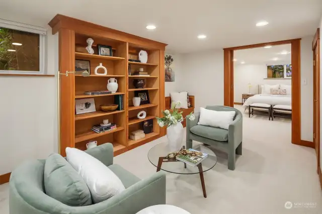 Family room/media room. This space flows into the bedroom with privacy pocket door.