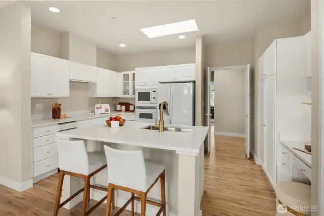 Kitchen with skylights