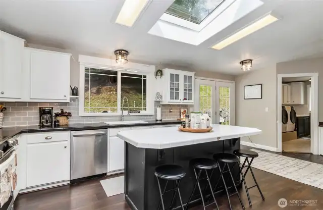 Oversized Skylight & Flanking Lights on the Vaulted Ceiling~Soaring Skies~Always Light & Bright~