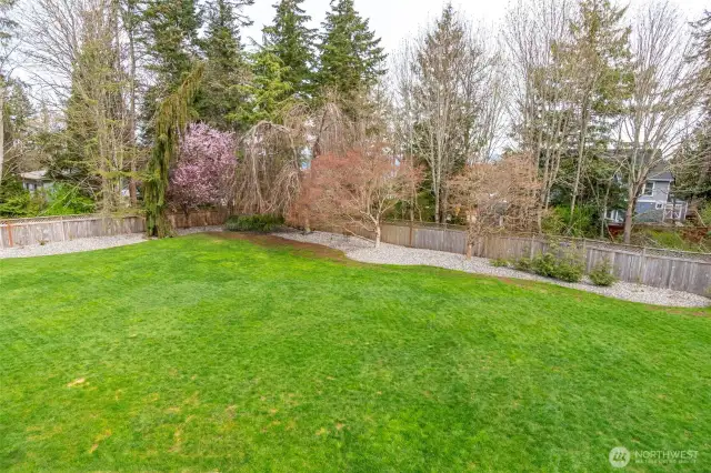 Fabulous private yard offers a park like setting for entertaining & playing!