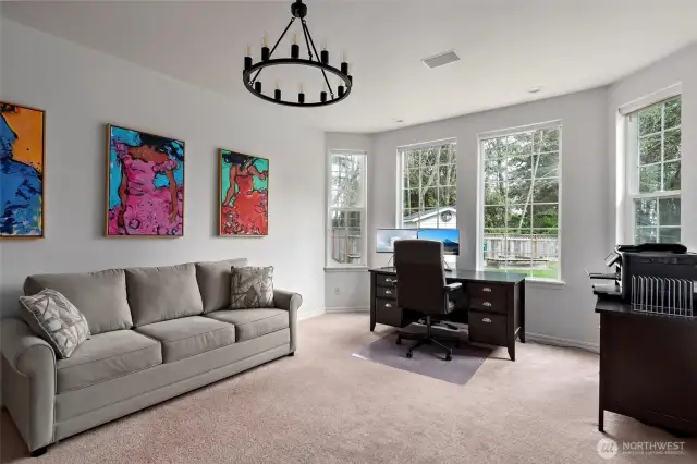 French doors off of the living room lead to a nice size office/den.