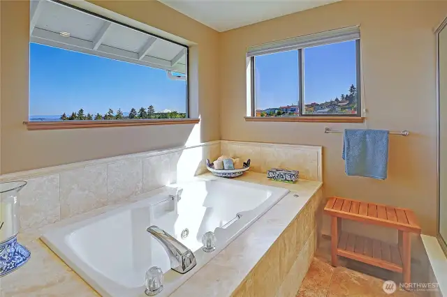 Jetted tub in primary..