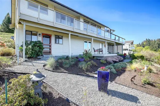 Lower yard with trails around the gardens...
