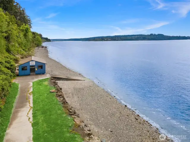 Community beach access and boat ramp.