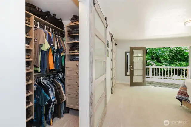 Walk-in closet with convenient and ample storage space.