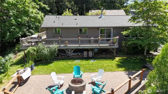 Looking down at the home from the back yard.