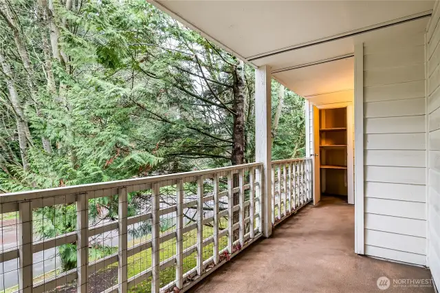 Private deck with storage closet