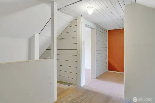 Upstairs storage area or sitting area