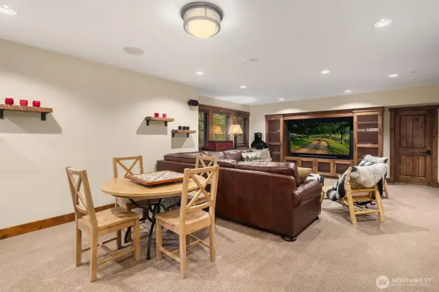 Rec-room w/ Built-In Media Cabinet