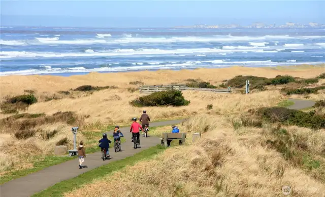Just a short bike ride along a paved oceanfront path
