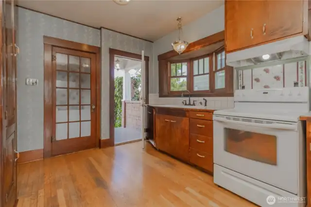Enjoy the breeze from the covered back porch entrance.
