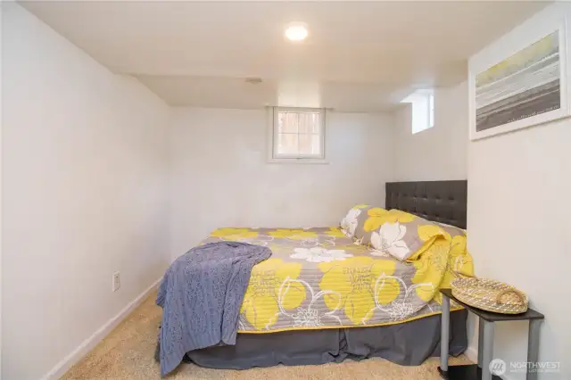 Basement bedroom #1 has natural light from 2 windows.