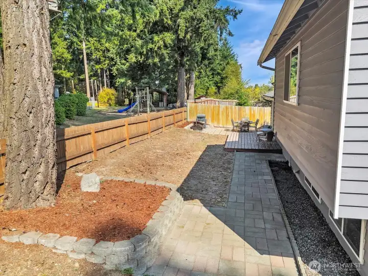 Backyard backs up to recreational space