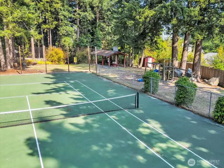Tennis and basketball court for community use