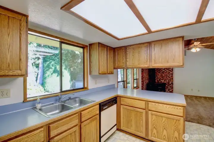 Kitchen off dining area and family room