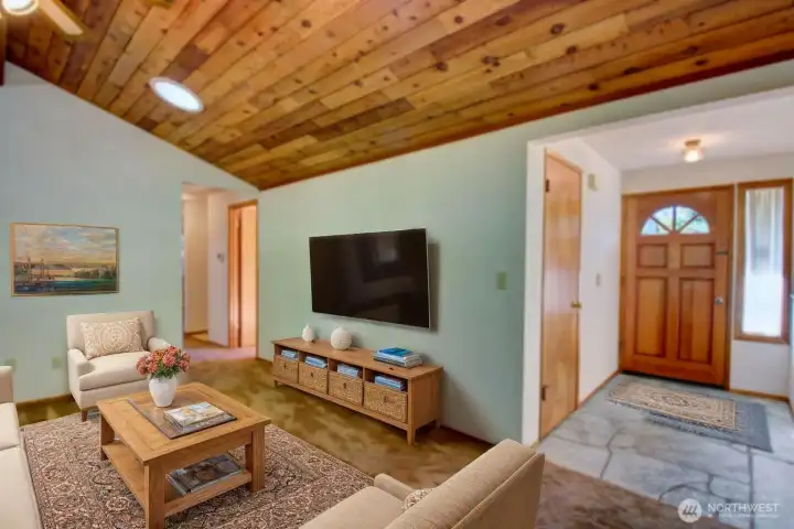 Virtually staged family room