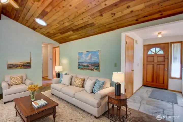 Virtually staged family room