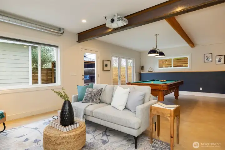 Media space with projector.