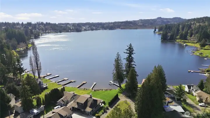 The lake is right down the road