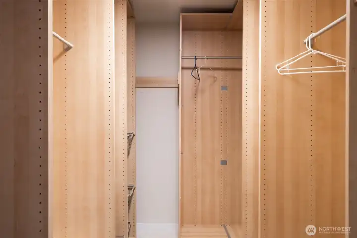 Walk in closet with custom storage