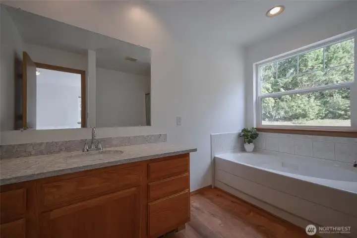 Primary Full Bath with Large soaking tub.