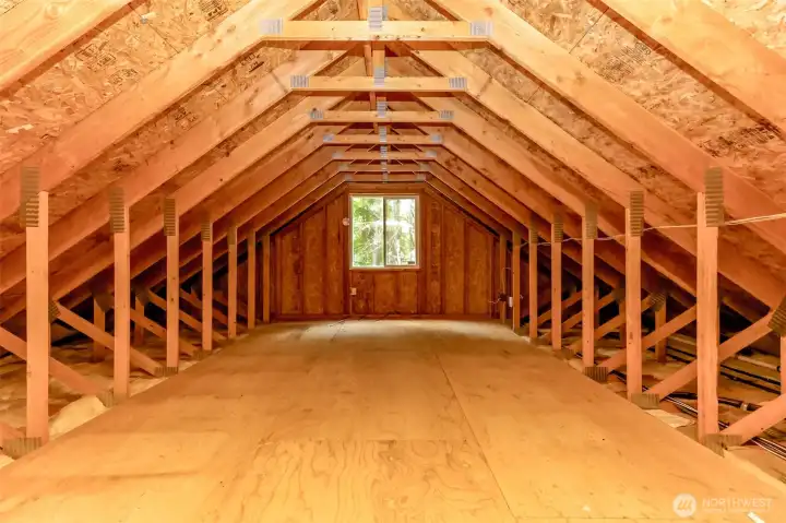 Unfinished space above garage.