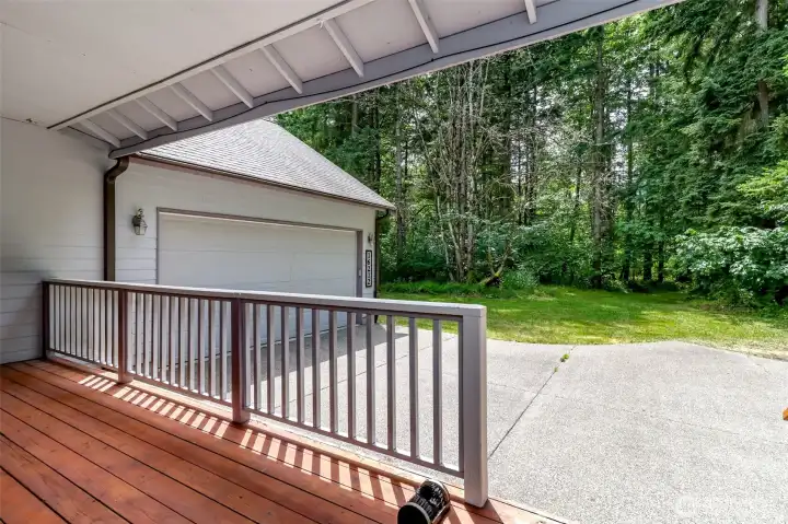 Leaving front door to porch, garage to your left or go through laundry room door to enter.