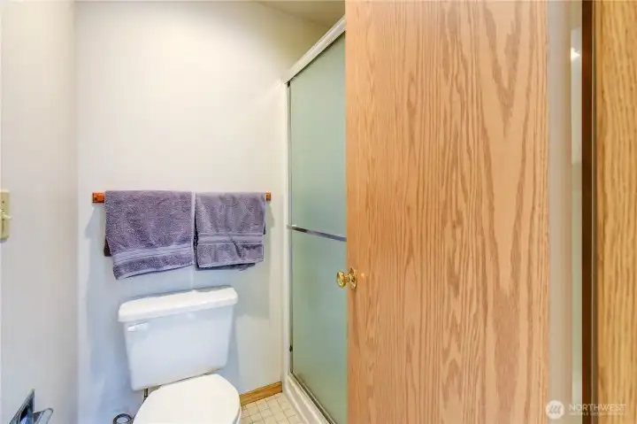 Primary bathroom with shower.