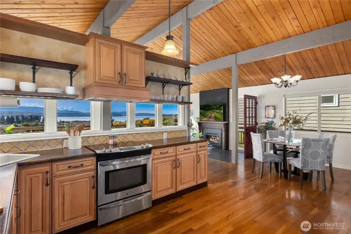 The kitchen is warm and welcoming with wood cabinetry and countertops. The kitchen is warm and welcoming with wood cabinetry and countertops.