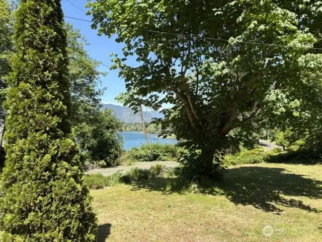 Partial views of Lake Quinault and the surrounding mountains.