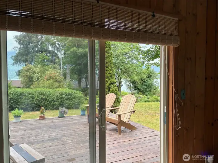 Private setting. Cabin sits above South Shore Rd.